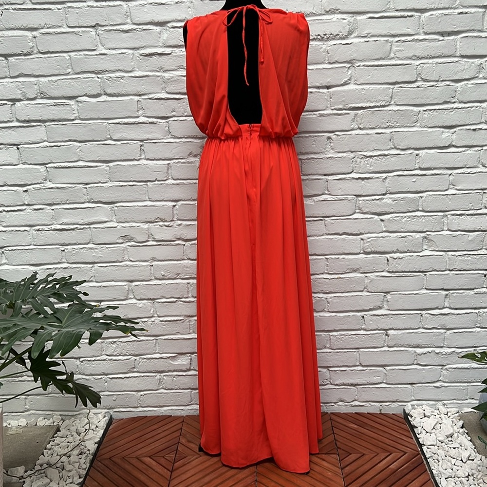 ASOS Bright Red Maxi Dress with Embellished Waist - Picture 3 of 16
